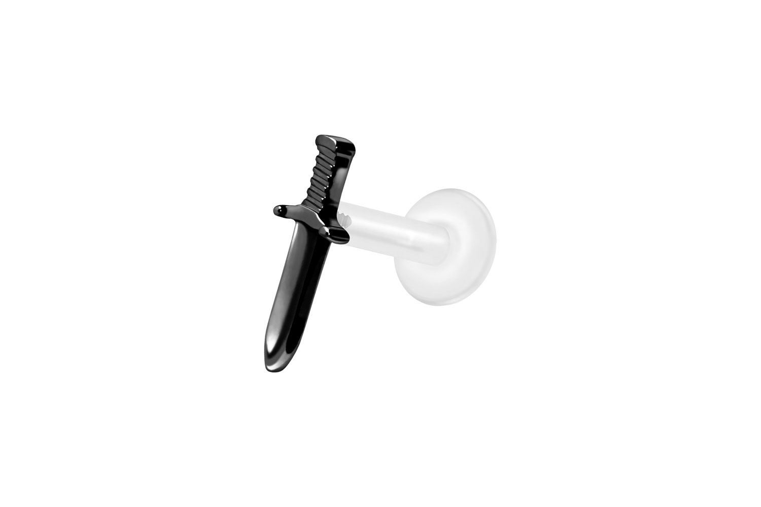 PTFE Labret Piercing mit Innengewinde + Titan-Aufsatz SCHWERT